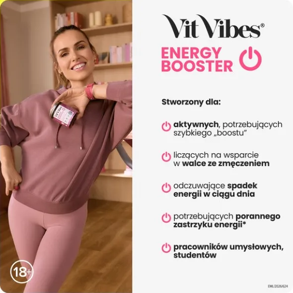 Vit Vibes Energy Booster, żelki, smak truskawkowy, 60 szt.
