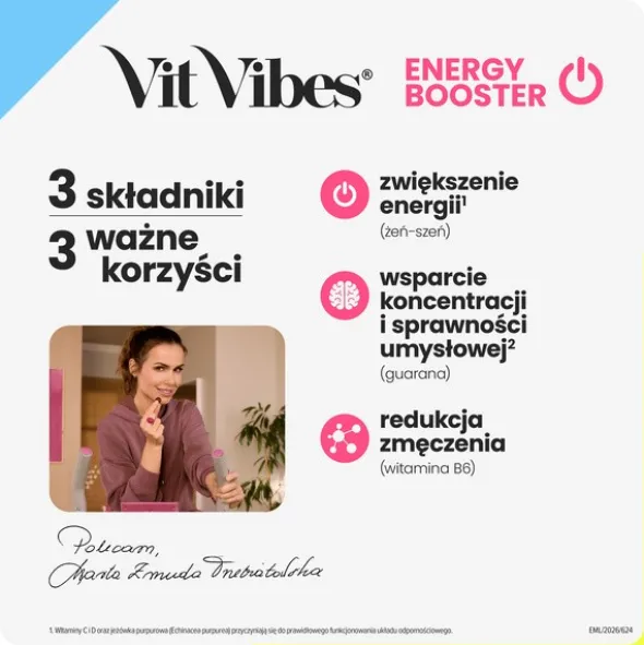 Vit Vibes Energy Booster, żelki, smak truskawkowy, 60 szt.