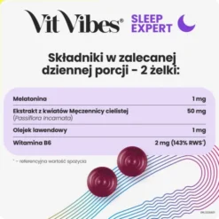 Vit Vibes Sleep Expert, żelki, smak jagody z nutą lawendy, 60 szt.
