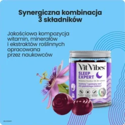 Vit Vibes Sleep Expert, żelki, smak jagody z nutą lawendy, 60 szt.