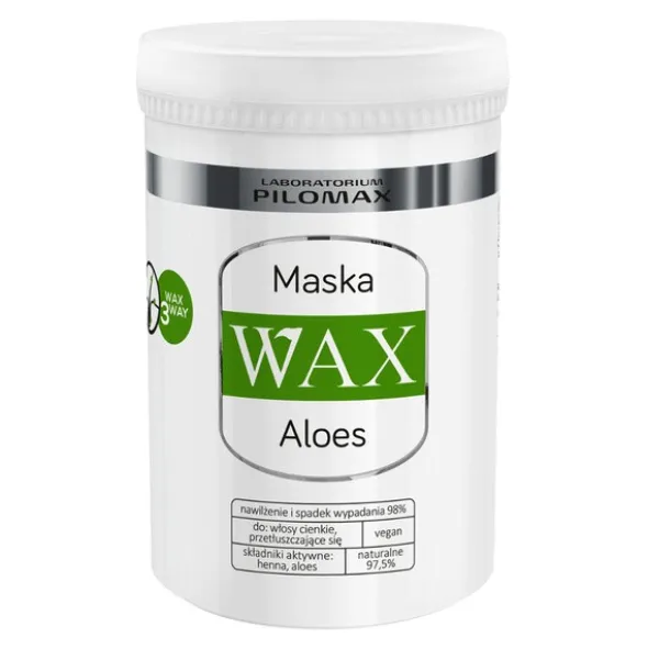 WAX Aloes, Laboratorium Pilomax, maska nawilżająca do włosów cienkich lub przetłuszczających się, 480 ml