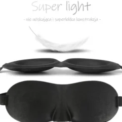 Waya 3D, opaska na oczy do spania, czarna, 1 szt.