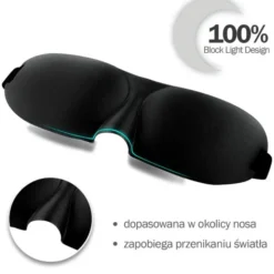 Waya 3D, opaska na oczy do spania, czarna, 1 szt.