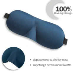 Waya 3D, opaska na oczy do spania, niebieska, 1 szt.