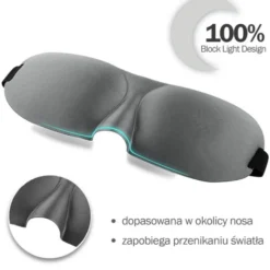 Waya 3D, opaska na oczy do spania, szara, 1 szt.