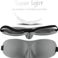 Waya 3D, opaska na oczy do spania, szara, 1 szt.