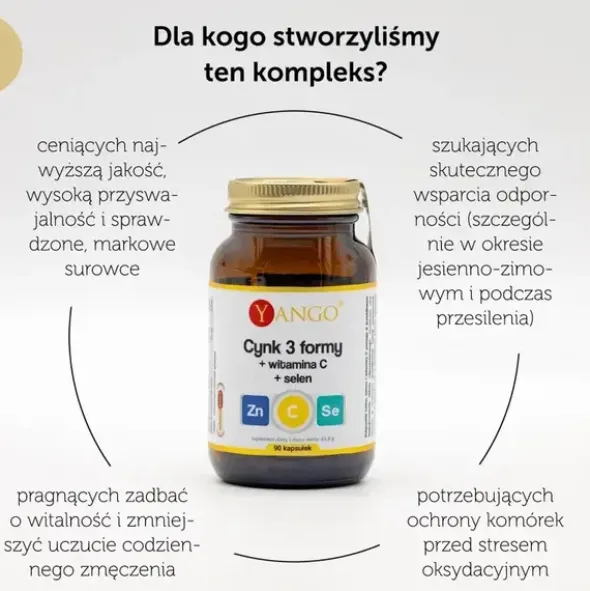Yango Cynk 3 formy + witamina C + selen, kapsułki, 90 szt.