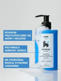 Yope Men Refresh My Hair, szampon do włosów przetłuszczających się, 300 ml