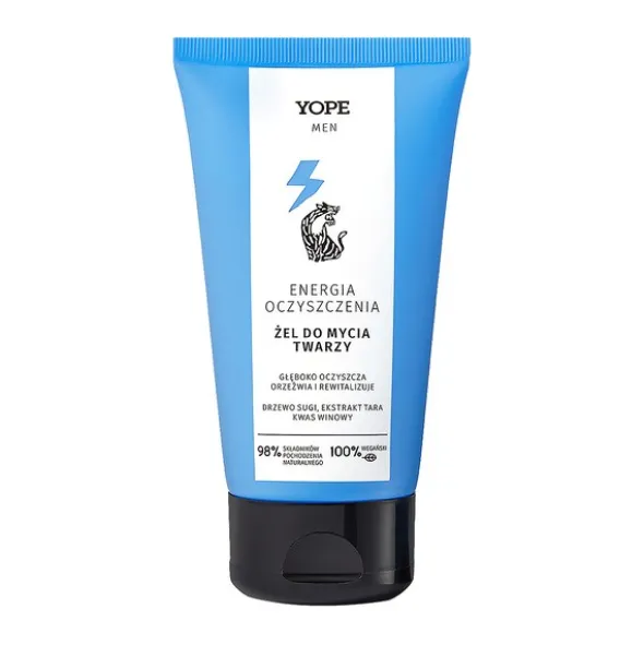 Yope Men Wood, żel do mycia twarzy dla mężczyzn, Energia oczyszczenia, 150 ml