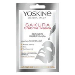 Yoskine Geisha Mask, maska na srebrnej tkaninie Sakura, 20 ml