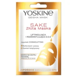 Yoskine Geisha Mask, maska na złotej tkaninie Sake, liftingująca i rozświetlająca SOS, 20 ml
