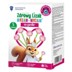 Zdrowy Lizak Mniam-Mniam na gardło, smak malina, 5 szt.