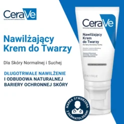 Zestaw CeraVe, oczyszczający żel do mycia z ceramidami dla skóry normalnej i tłustej, 473 ml + nawilżający krem do twarzy z ceramidami, 52 ml