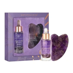 Zestaw Crystallove, serum do twarzy z ametystem, 30 ml + płytka do masażu gua sha, 1 szt.