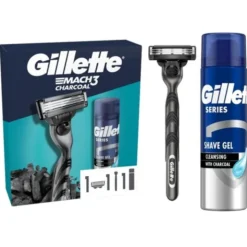 Zestaw Gillette, maszynka do golenia Mach3 + Series, oczyszczający żel do golenia, 75 ml