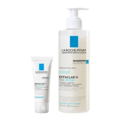Zestaw La Roche-Posay Effaclar H ISO-Biome, krem nawilżający do twarzy, 40 ml + kojący krem myjący, 390 ml