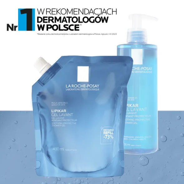 Zestaw La Roche-Posay, Lipikar Gel Lavant, żel myjący, 400 ml + opakowanie uzupełniające refill, 400 ml