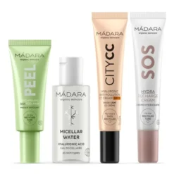 Zestaw Madara The Icons Set Light, woda micelarna, 50 ml + rozjaśniająca maska z kwasamia AHA, 17 ml + krem do twarzy, 15 ml + krem CC SPF15, 15 ml