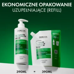Zestaw Vichy Dercos DS, szampon przeciwłupieżowy, włosy normalne i przetłuszczające się, 390 ml + opakowanie uzupełniające, 390 ml