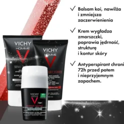 Zestaw Vichy Homme, Sensi Baume, balsam po goleniu, 70 ml + Structure Force, krem, 50 ml + Extreme Control, Antyperspirant w kulce 72h, 50 ml