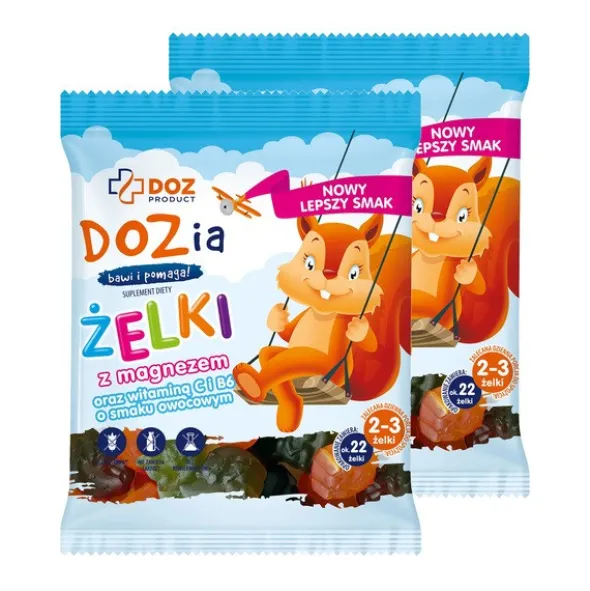 Zestaw 2 x DOZ Product DOZia, żelki z magnezem oraz witaminą C i witaminą B6