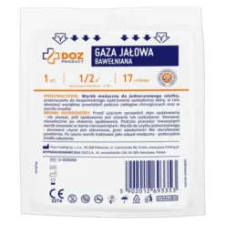 Zestaw 4x DOZ PRODUCT, gaza jałowa, bawełniana, 17-nitkowa, 1/2 m2, 1 szt.