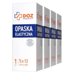 Zestaw 4x DOZ PRODUCT Opaska elastyczna tkana z zapinką, 5 m x 12 cm, 1 szt.