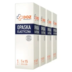 Zestaw 4x DOZ PRODUCT Opaska elastyczna tkana z zapinką, 5 m x 15 cm, 1 szt.