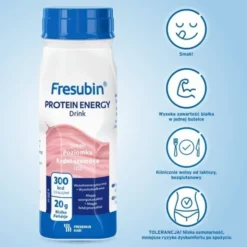 Zestaw 4x Fresubin Protein Energy Drink, płyn o smaku poziomkowym, 4 x 200 ml