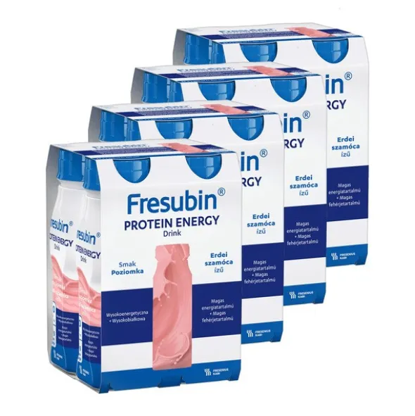 Zestaw 4x Fresubin Protein Energy Drink, płyn o smaku poziomkowym, 4 x 200 ml