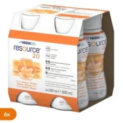 Zestaw 6 x Resource 2.0, płyn o smaku ananas-mango, 4 x 200 ml