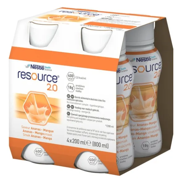 Zestaw 6 x Resource 2.0, płyn o smaku ananas-mango, 4 x 200 ml