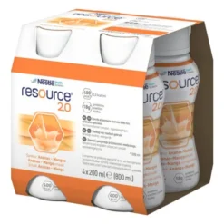 Zestaw 4 x Resource 2.0, płyn o smaku ananas-mango, 4 x 200 ml
