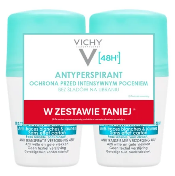 Zestaw 2 x Vichy, antyperspirant w kulce przeciw śladom 48h, 50 ml