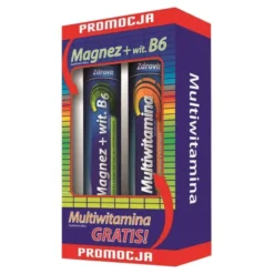 Zestaw Zdrovit Magnez + Witamina B6, tabletki musujące, 24 szt.+ Zdrovit Multiwitamina, 20 szt. GRATIS