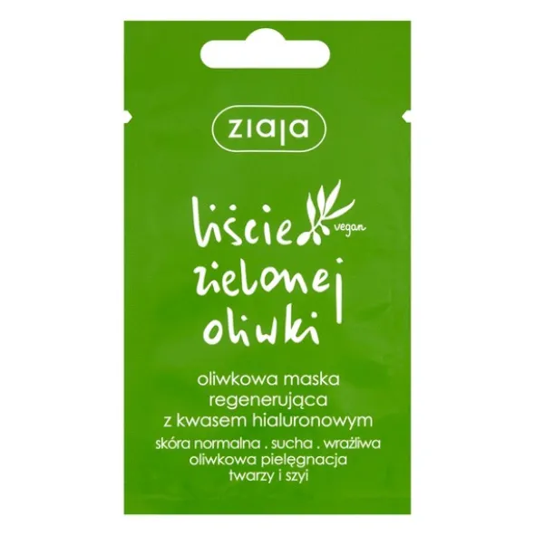 Ziaja Liście Zielonej Oliwki, oliwkowa maska regenerująca z kwasem hialuronowym, 7 ml