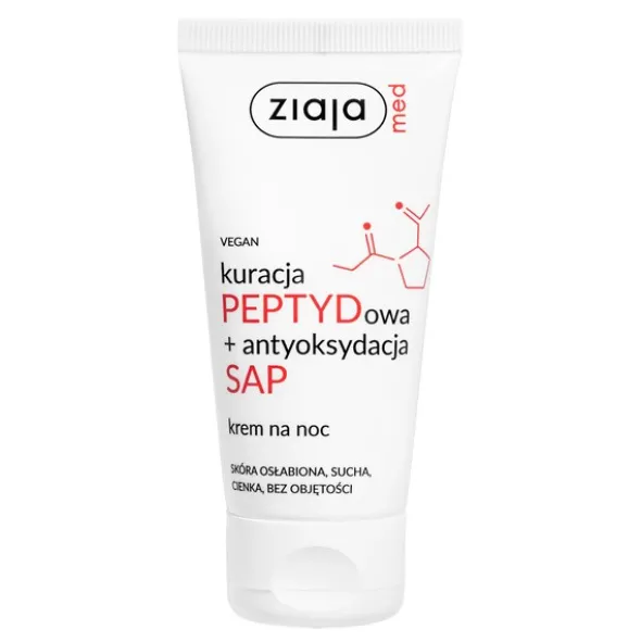 Ziaja Med, kuracja PEPTYDowa + antyoksydacja SAP, krem na noc do twarzy, 50 ml