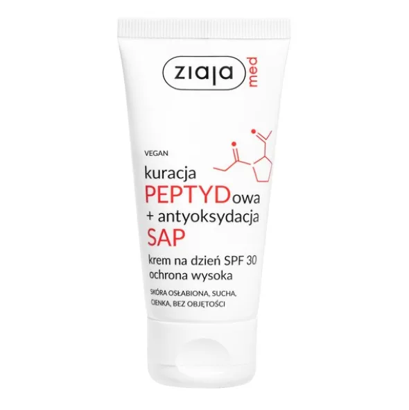 Ziaja Med, kuracja PEPTYDowa + antyoksydacja SAP, krem na dzień do twarzy, SPF30, 50 ml