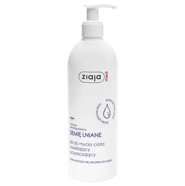 Ziaja Med, Siemię lniane, żel do mycia ciała, nawilżający, oczyszczający, 400 ml
