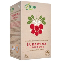 ZIELNIK DOZ Żurawina z borówką, herbatka owocowa z hibiskusem, 30 x 2,5 g